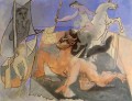 Minotaure mourant Composición años 36 Desnudo abstracto